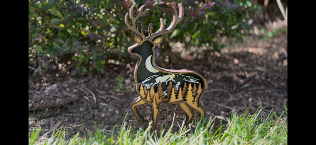 Forest deer with custom mountain range